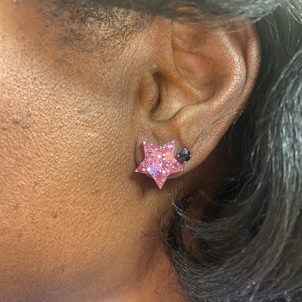 Rose Star Sparkle Stud Earrings